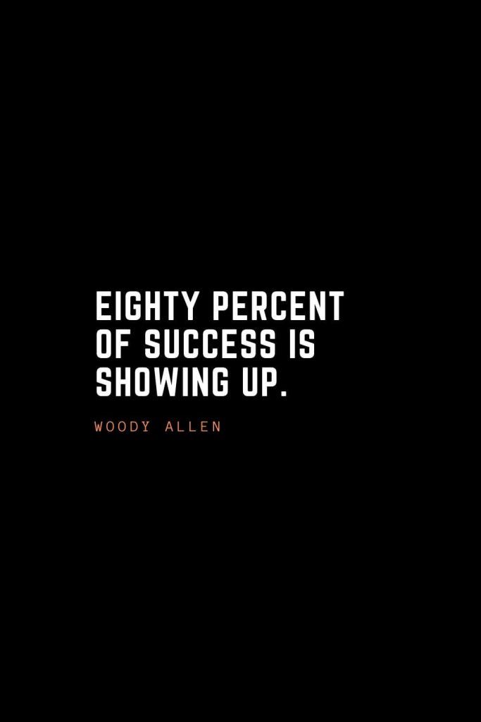 Top 100 Inspirational Quotes (20): Eighty percent of success is showing up. – Woody Allen