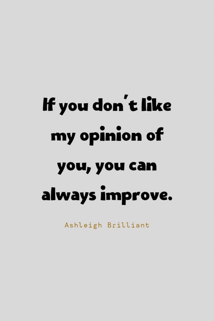 Funny Quotes (119): If you don't like my opinion of you, you can always improve. -Ashleigh Brilliant