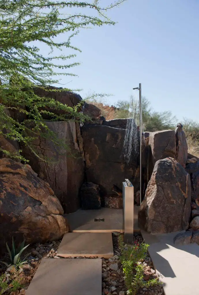 Outdoor shower designed by the team at Swaback
