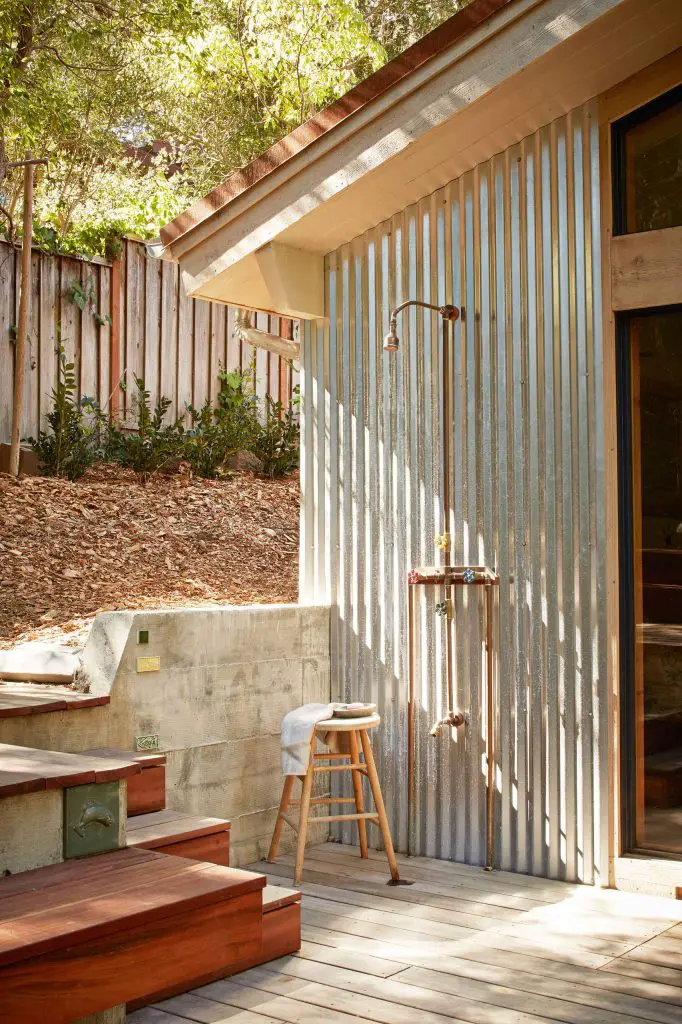 Rustically chic outdoor shower